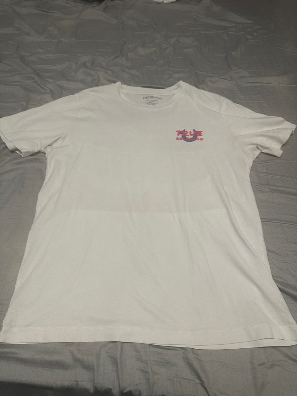 True Religion White Tee with Red and Blue Logo